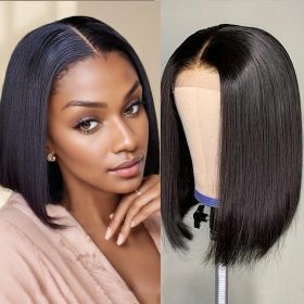 4x4 Lace Closed Non-toxic Wig, Synthetic Wig, Straight Wave Head, 10-inch Non-adhesive Lace Front Piece, Suitable For The Whole Scene. (Option: 1B-10inch)