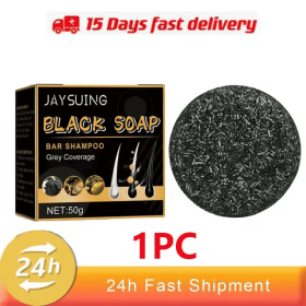 Magic White Hair to Black Shampoo Dye Soap Natural Color Soap Restore Gray Beard Cover Gray Hair Dye Hair Fixing Shampoo Bar (Function: 1 pc)
